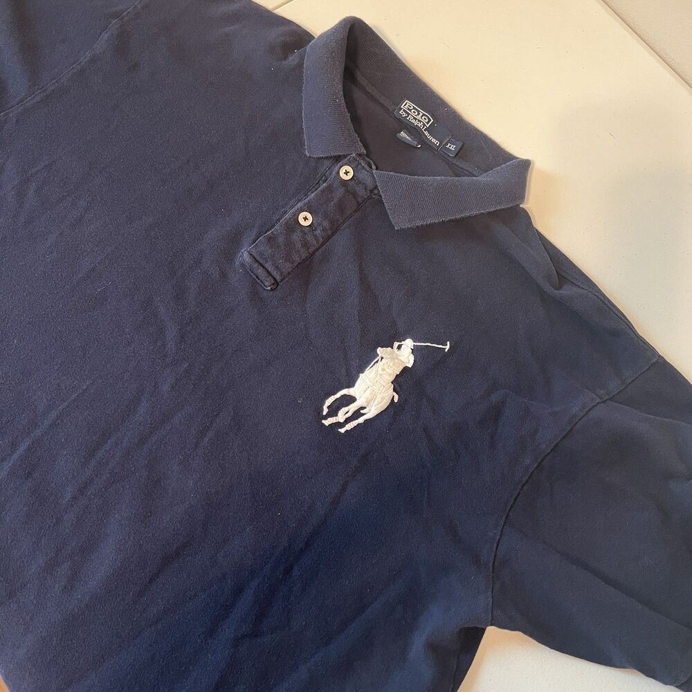 Vtg Polo Ralph Lauren Big Pony Rugby T Shirt #3 Blue Men’s Size XXL